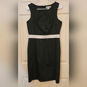 Timeless Liz Claiborne Black & White Polka Dot Sheath Dress/Size 8